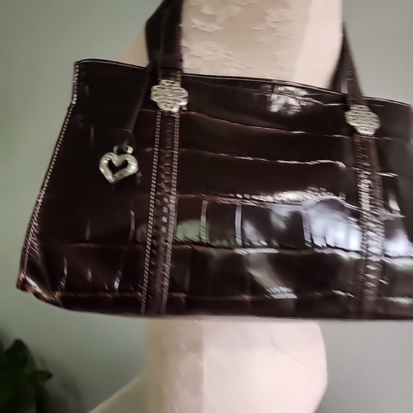 Genuine Brighton Dark Brown Croc Shoulder Bag Women Handbag - Picture 2 of 11